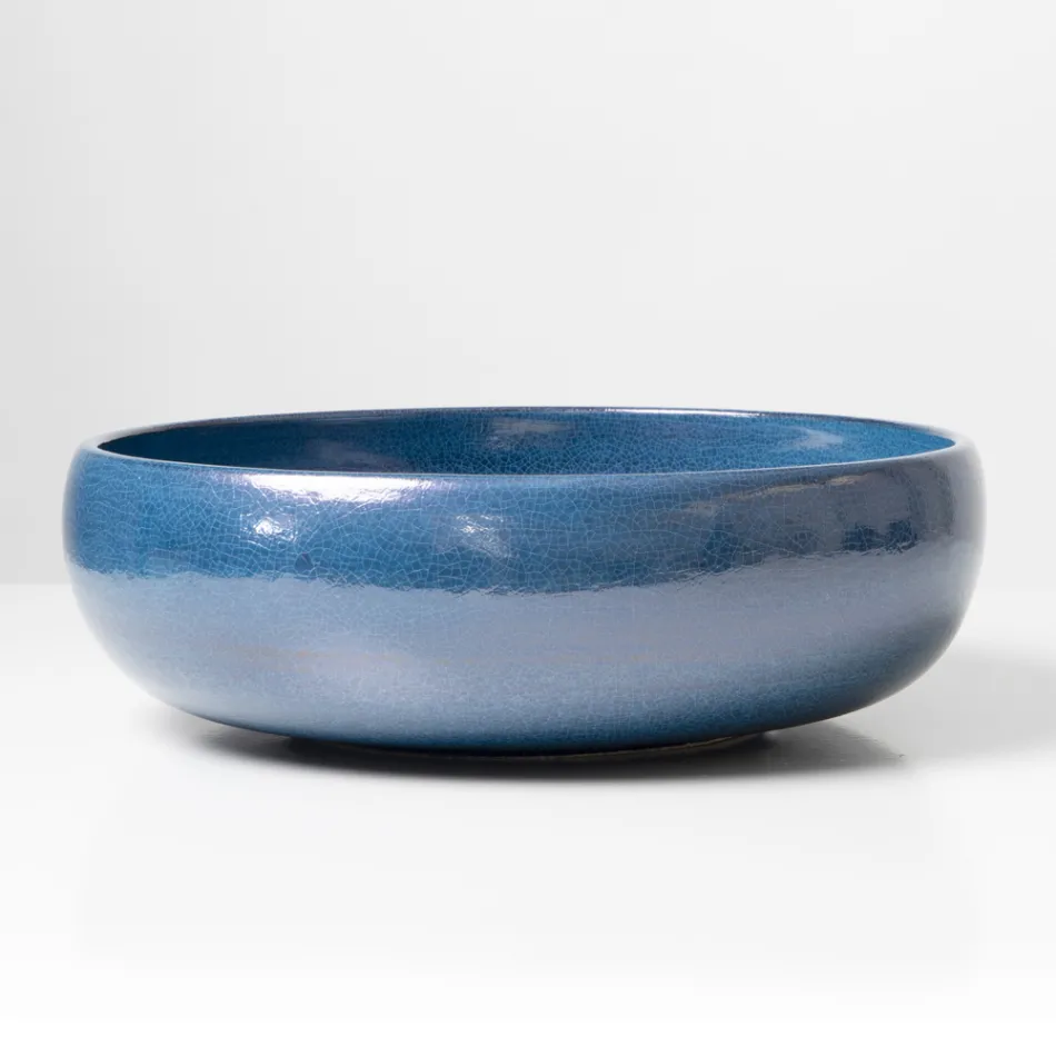 Chiuvetă de blat din lut Raku cu luciu metalic craquelé - Prisma Viadurini