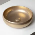 Chiuvetă de blat din lut Raku metalic, strunjită manual - Prisma Viadurini