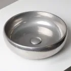 Chiuvetă de blat din lut Raku metalic, strunjită manual - Prisma Viadurini