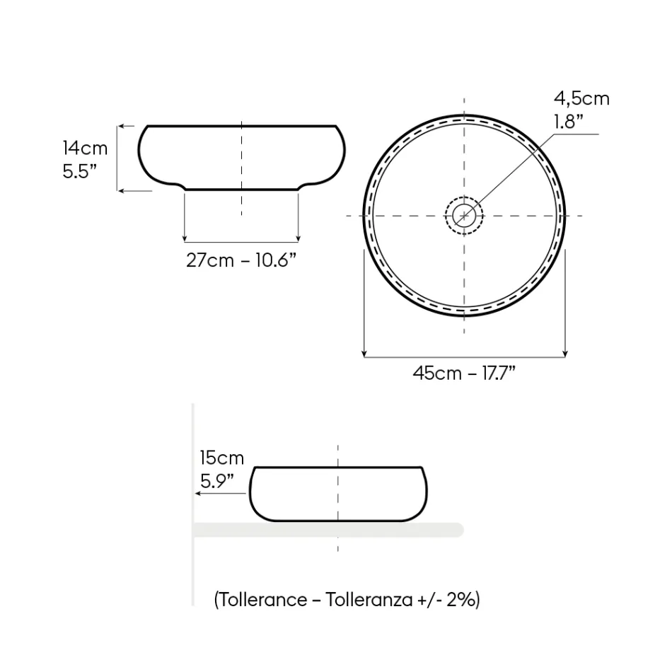 Chiuvetă de blat din argilă refractară închisă sau ocru - Prisma Viadurini