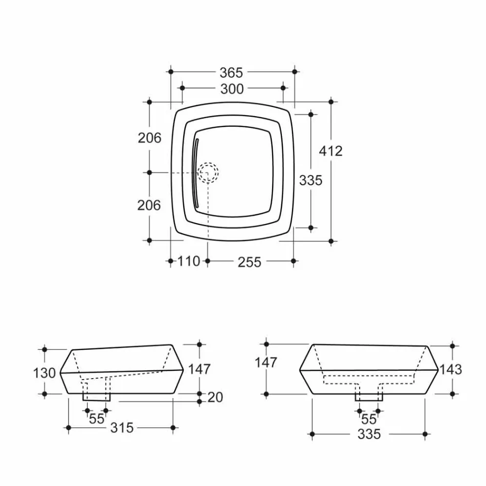 Blat de blat din ceramică albă realizat în Italia Simon Viadurini