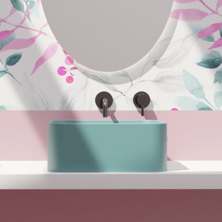 Lavoar din ceramica pe blat cu deșeuri incluse Made in Italy - Cutie Viadurini