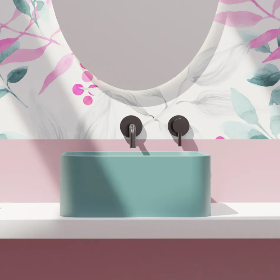 Lavoar din ceramica pe blat cu deșeuri incluse Made in Italy - Cutie Viadurini