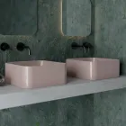 Lavoar din ceramica pe blat cu deșeuri incluse Made in Italy - Cutie Viadurini
