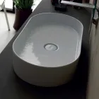 Chiuvetă cu un design modern din ceramică Sun a făcut Italia 65x35 cm Viadurini