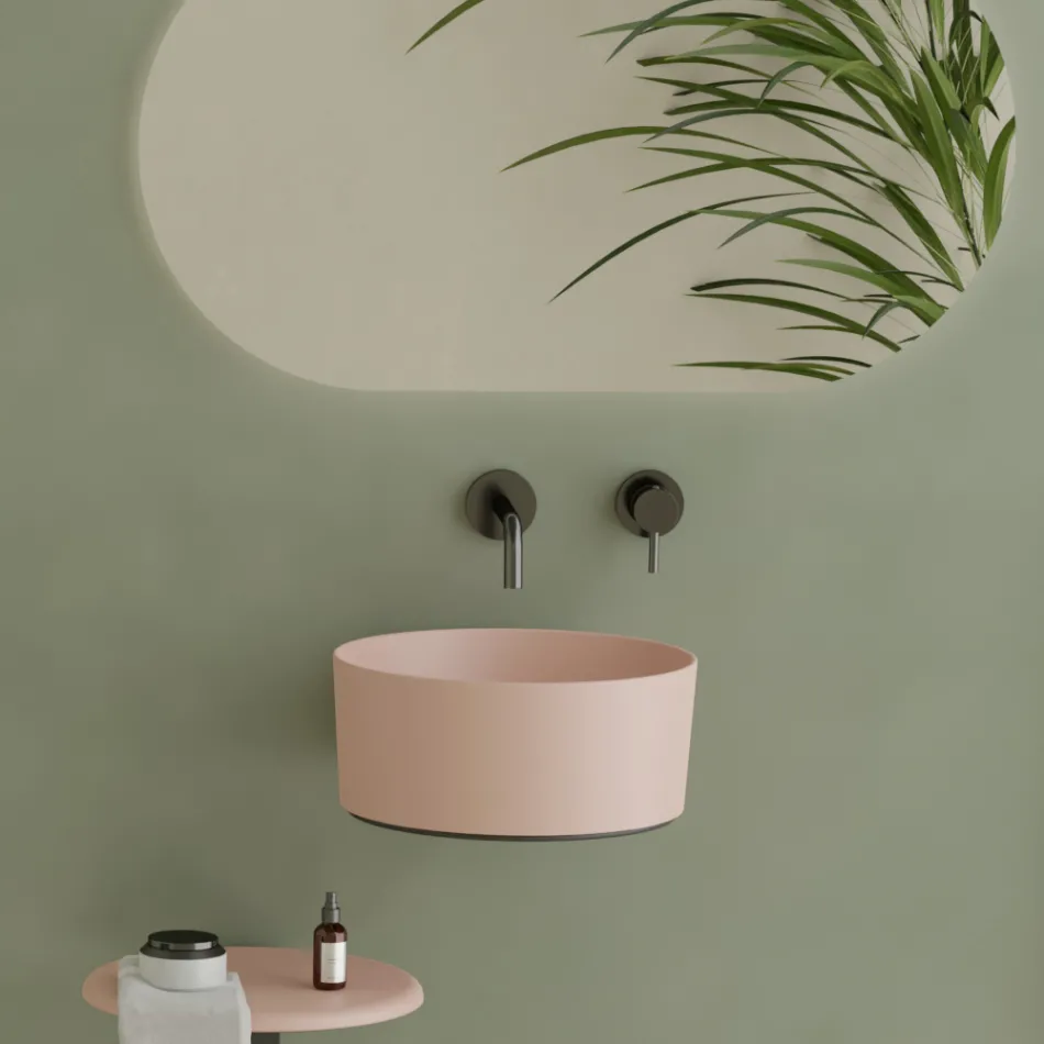 Lavoar din ceramica pe blat cu diferite finisaje Made in Italy - Bile Viadurini