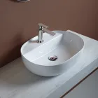Chiuvetă ceramică de blat cu orificiu pentru baterie de design modern - Papavero Viadurini