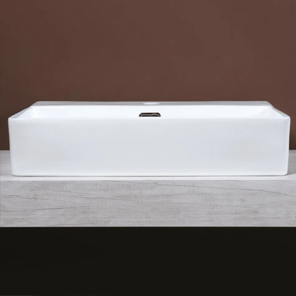 Chiuvetă ceramică de blat cu orificiu pentru baterie de design modern - Papavero Viadurini