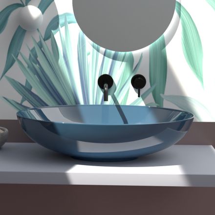 Lavoar pe blat din ceramica lucioasa sau mata Made in Italy - Ferry Viadurini