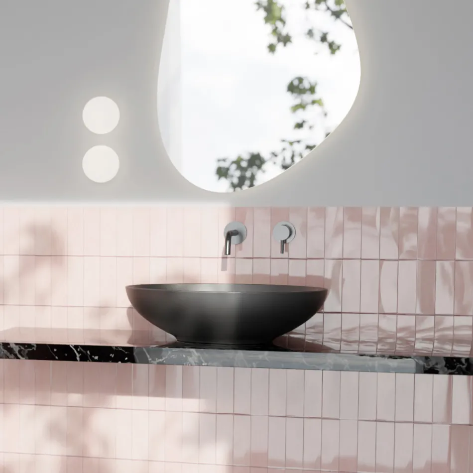 Lavoar pe blat din ceramica lucioasa sau mata Made in Italy - Ferry Viadurini