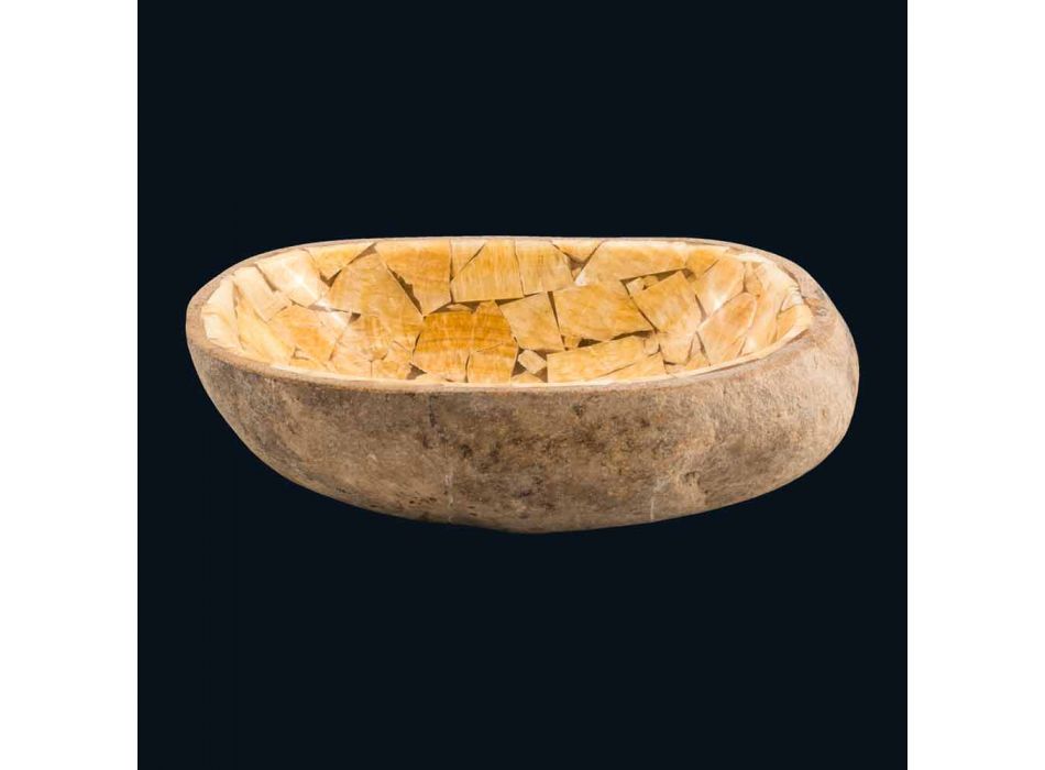 Chiuvetă în prundiș și piatră de onix Kelvin, piesă unică Viadurini
