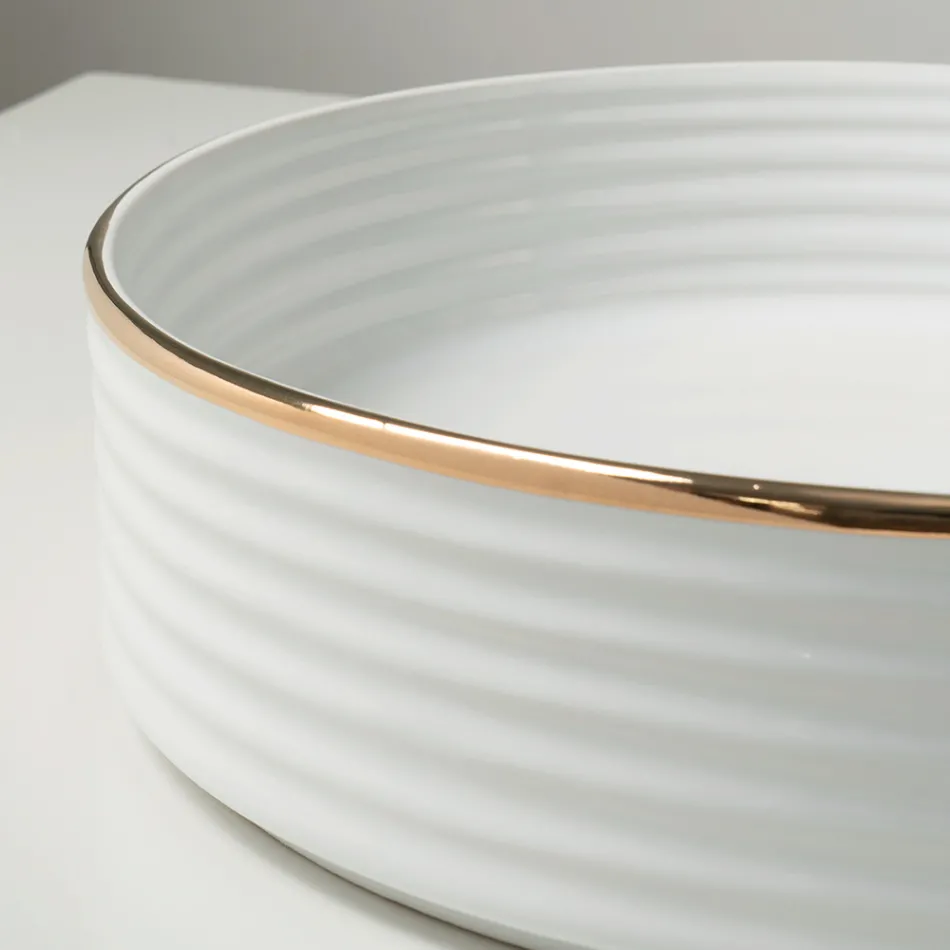 Chiuvetă de blat din gresie porțelanată cu margine emailată - Vibration Viadurini