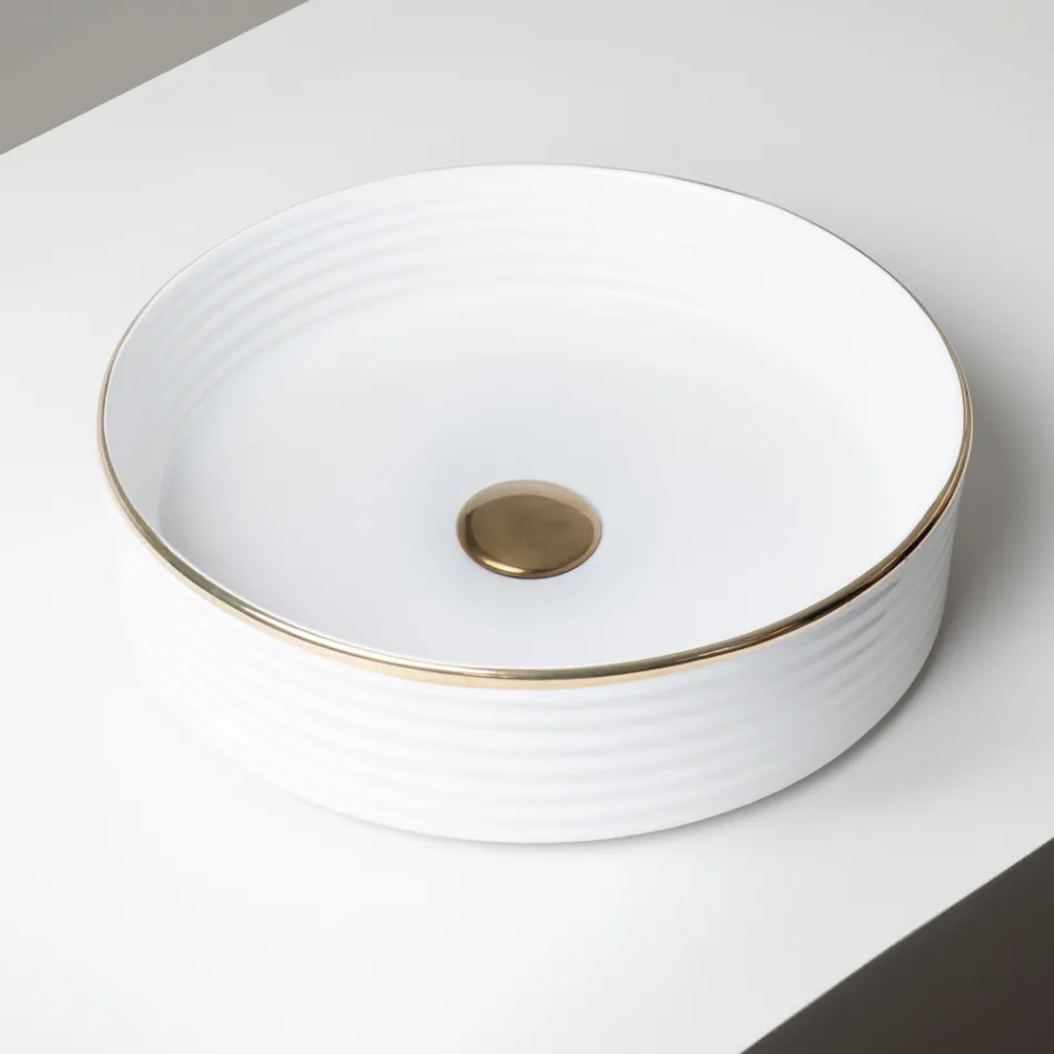 Chiuvetă de blat din gresie porțelanată cu margine emailată - Vibration Viadurini