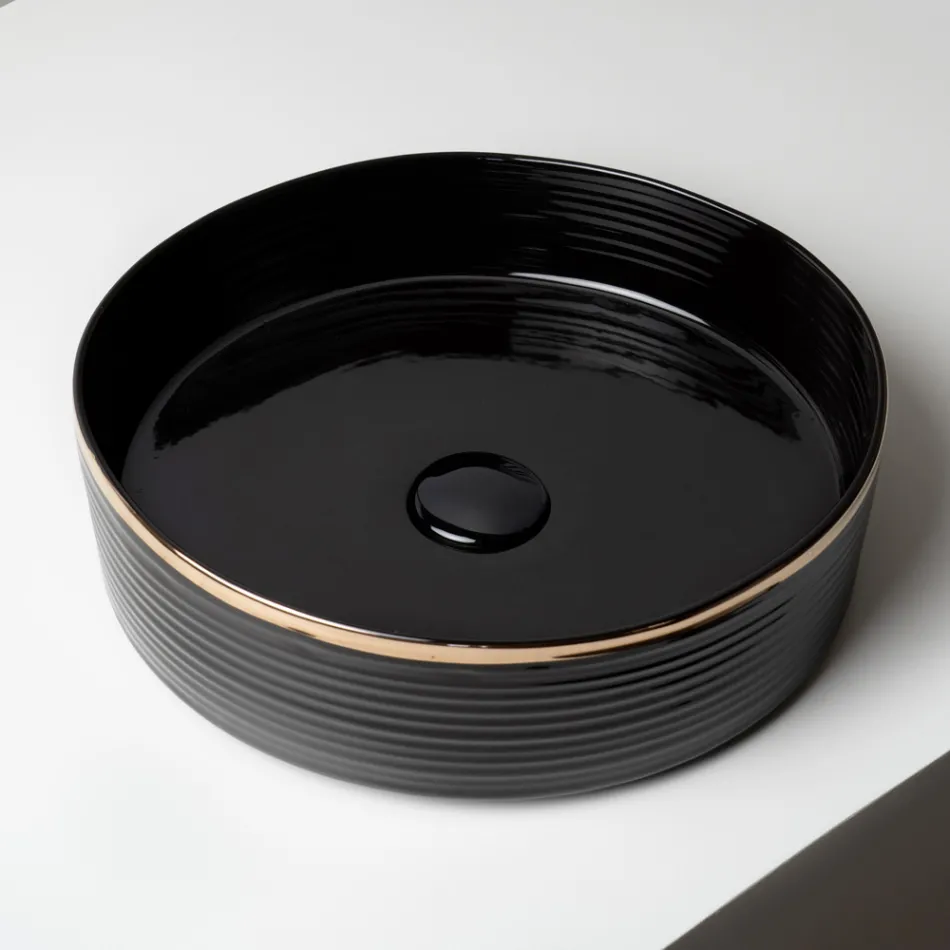 Chiuvetă de blat din gresie porțelanată cu margine emailată - Vibration Viadurini