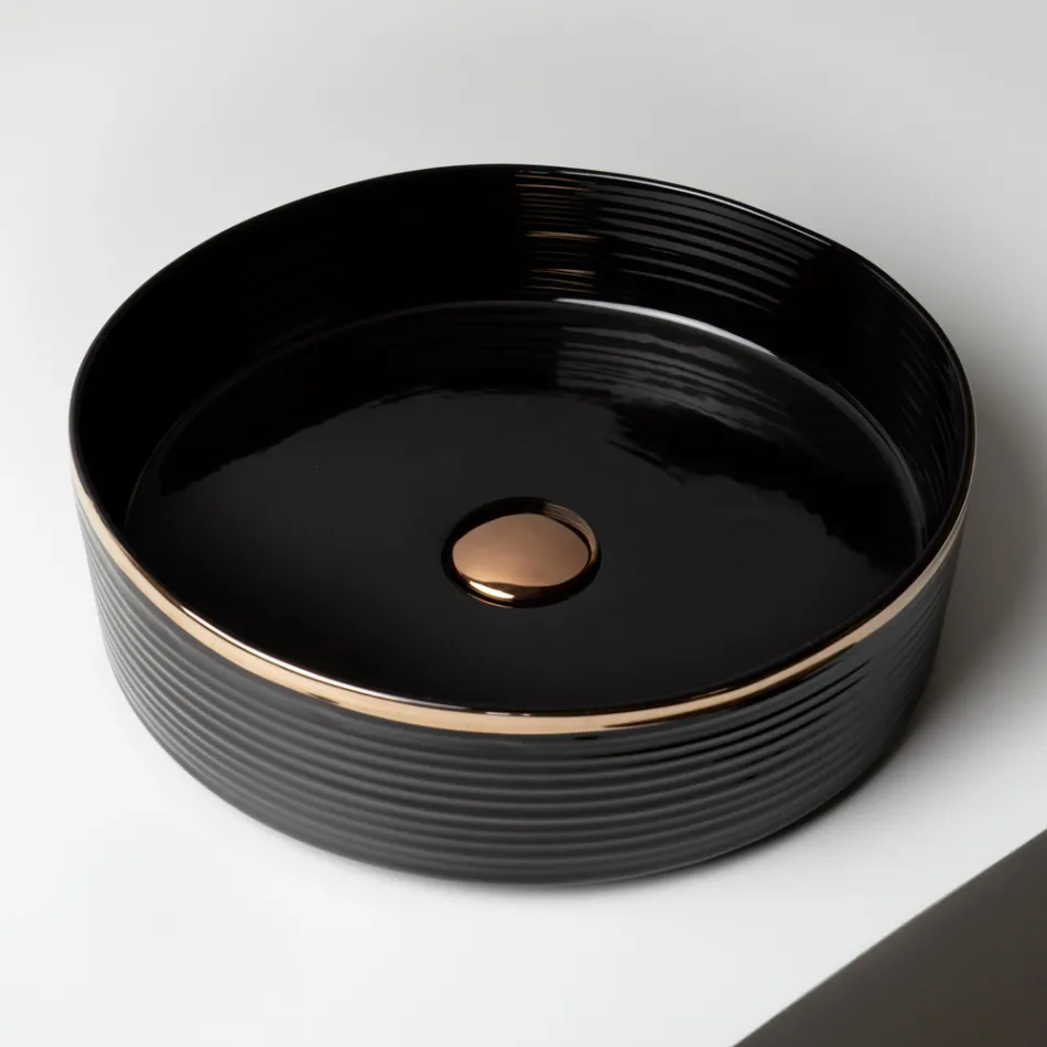 Chiuvetă de blat din gresie porțelanată cu margine emailată - Vibration Viadurini