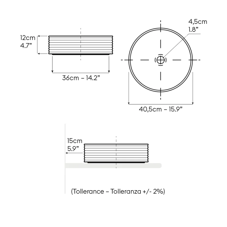 Chiuvetă de blat din gresie porțelanată cu margine emailată - Vibration Viadurini