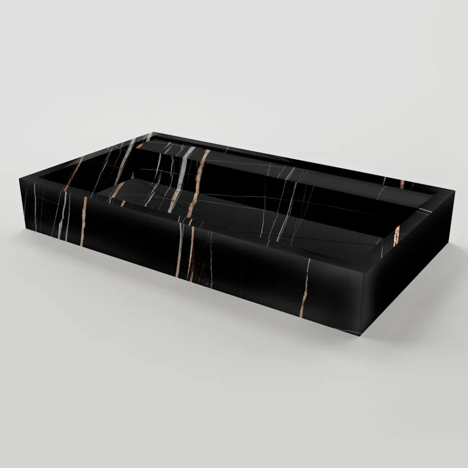 Chiuvetă de blat din gresie porțelanată cu efect de marmură, fabricată în Italia - Cervia Viadurini