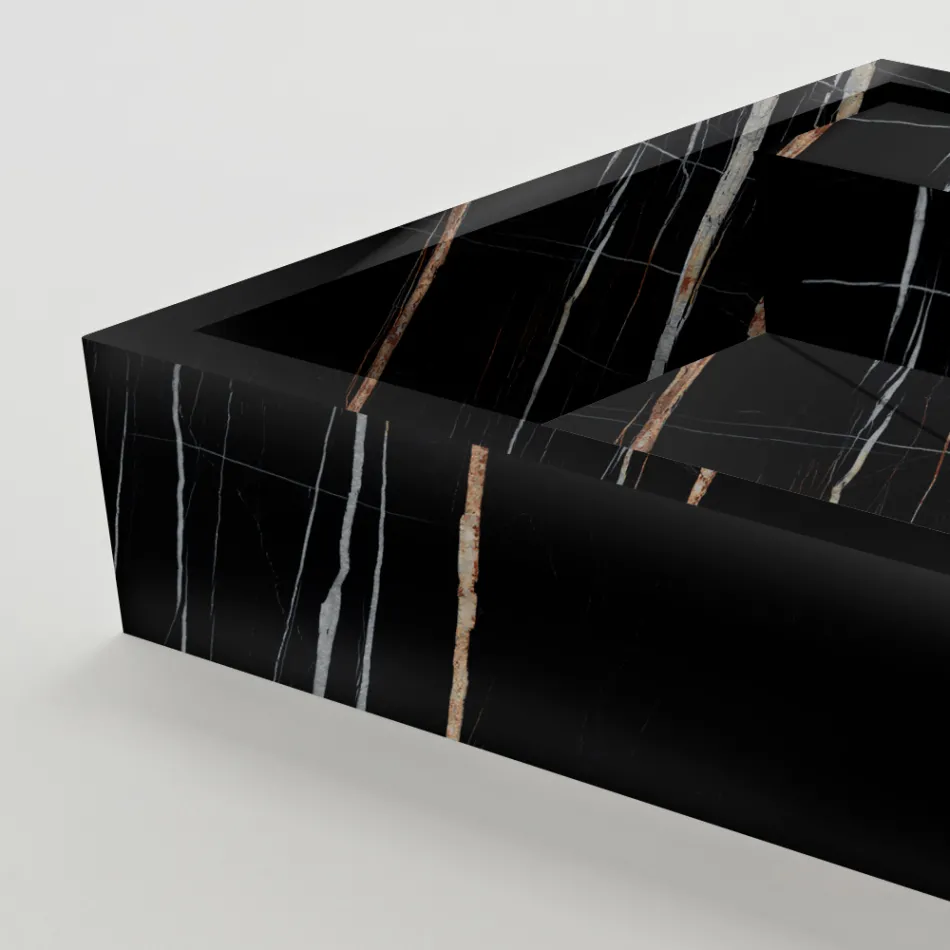 Chiuvetă de blat din gresie porțelanată cu efect de marmură, fabricată în Italia - Cervia Viadurini