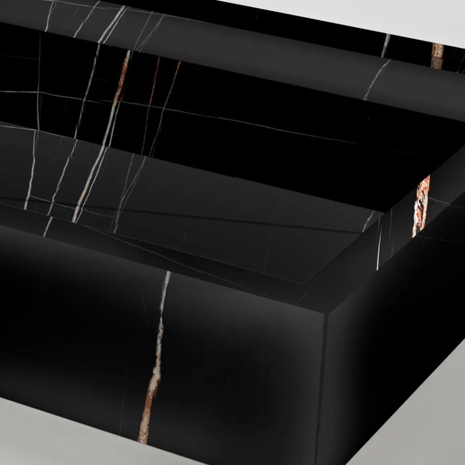 Chiuvetă de blat din gresie porțelanată cu efect de marmură, fabricată în Italia - Cervia Viadurini