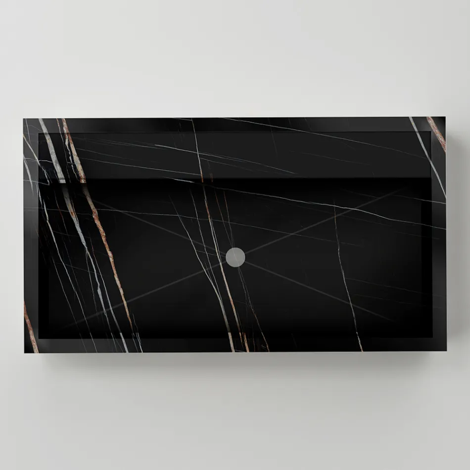 Chiuvetă de blat din gresie porțelanată cu efect de marmură, fabricată în Italia - Cervia Viadurini