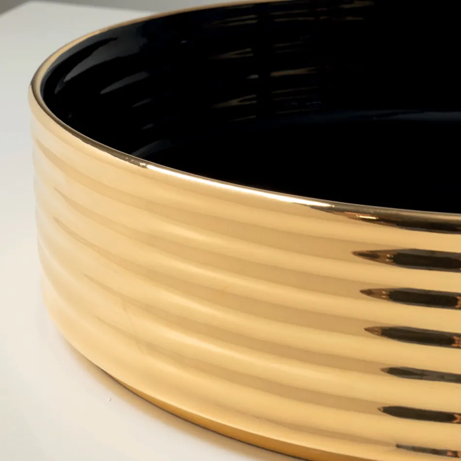 Lavoar de blat din gresie porțelanată ondulată, fabricat în Italia - Vibrazione Viadurini