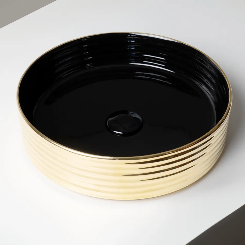 Lavoar de blat din gresie porțelanată ondulată, fabricat în Italia - Vibrazione Viadurini