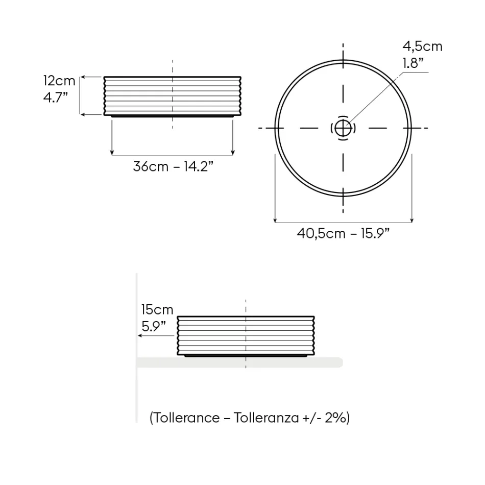 Lavoar de blat din gresie porțelanată ondulată, fabricat în Italia - Vibrazione Viadurini