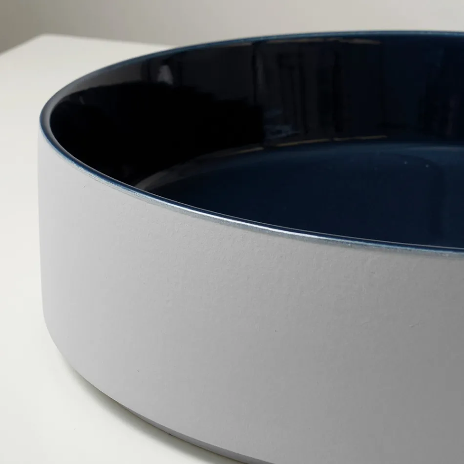 Lavoar de blat Halo din gresie porțelanată strunjită manual, fabricat în Italia Viadurini