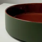 Lavoar de blat Halo din gresie porțelanată strunjită manual, fabricat în Italia Viadurini