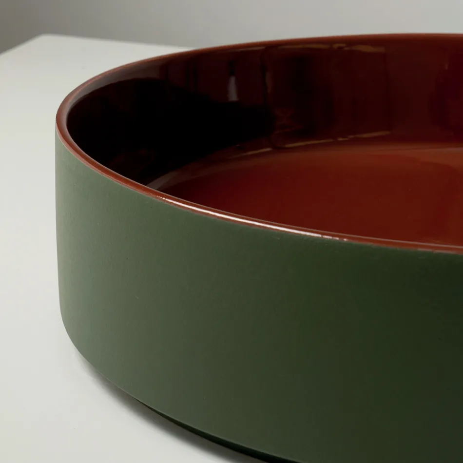 Lavoar de blat Halo din gresie porțelanată strunjită manual, fabricat în Italia Viadurini