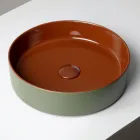 Lavoar de blat Halo din gresie porțelanată strunjită manual, fabricat în Italia Viadurini