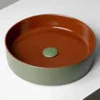 Lavoar de blat Halo din gresie porțelanată strunjită manual, fabricat în Italia Viadurini