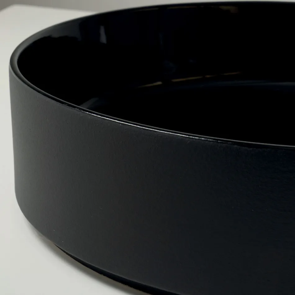 Lavoar de blat Halo din gresie porțelanată strunjită manual, fabricat în Italia Viadurini