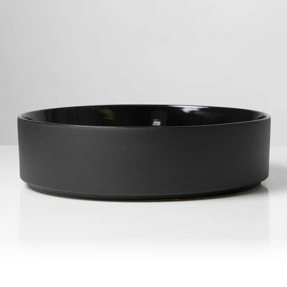 Lavoar de blat Halo din gresie porțelanată strunjită manual, fabricat în Italia Viadurini