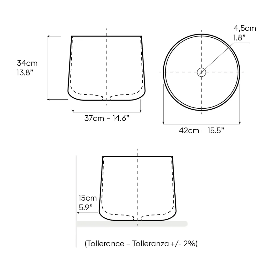 Lavoar de blat din porțelan strunjit manual - Nomad Viadurini