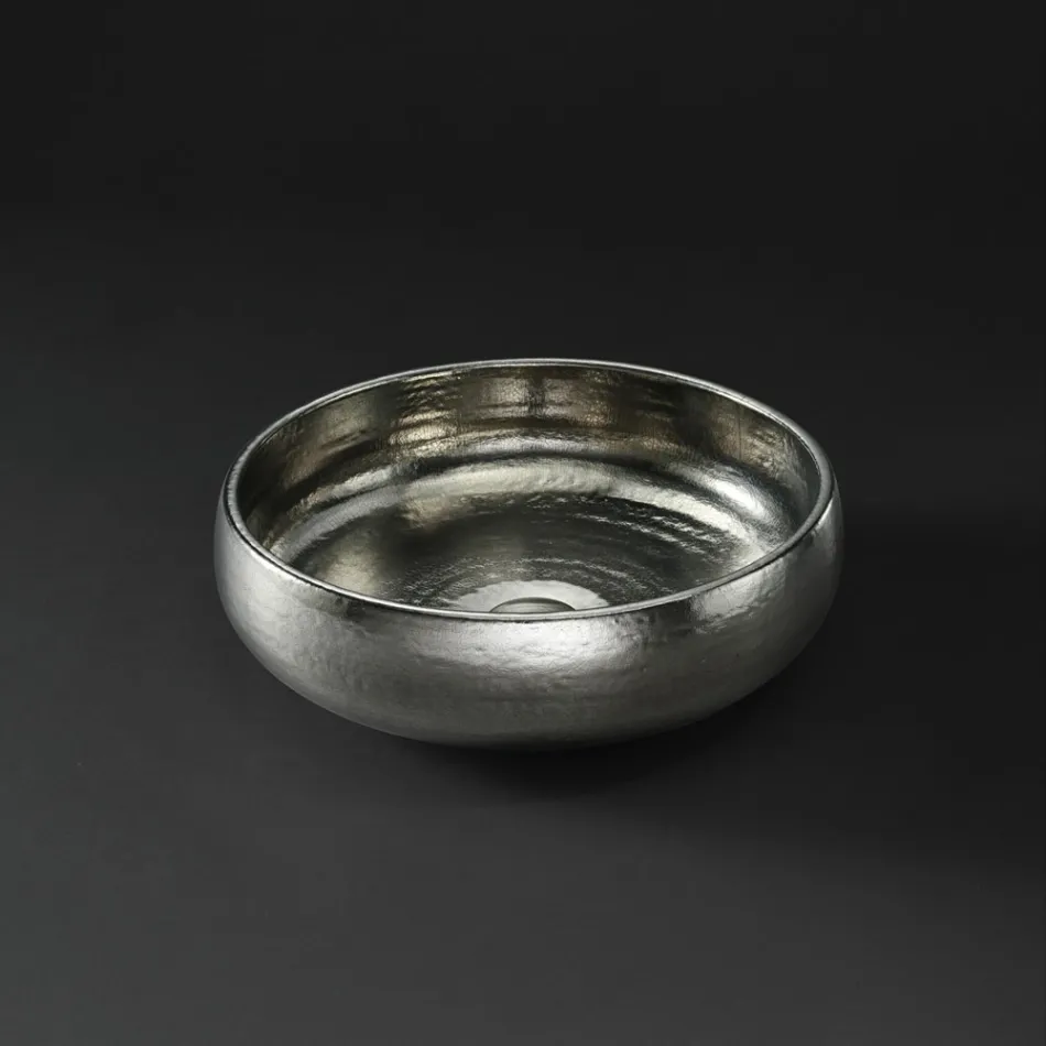 Lavoar pe blat cu finisaj Raku Clay Platinum Made in Italy - Ribano Viadurini