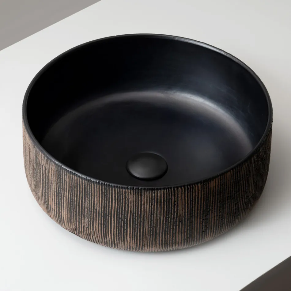 Lavoar de blat Balance, decupat manual, din lemn roșu natural Viadurini