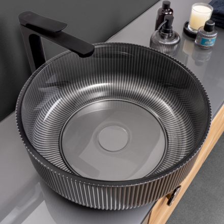 Chiuvetă de blat din sticlă venețiană acoperită cu rășină și vopsită - Excelsior Viadurini