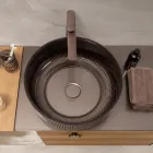 Chiuvetă de blat din sticlă venețiană acoperită cu rășină și vopsită - Excelsior Viadurini