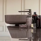 Chiuvetă de blat din sticlă venețiană acoperită cu rășină și vopsită - Excelsior Viadurini