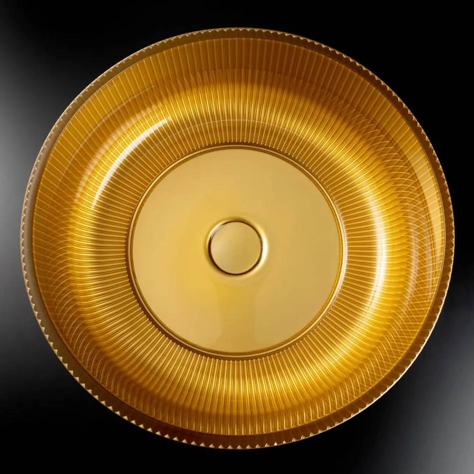 Chiuvetă de blat din sticlă venețiană acoperită cu rășină și vopsită - Excelsior Viadurini