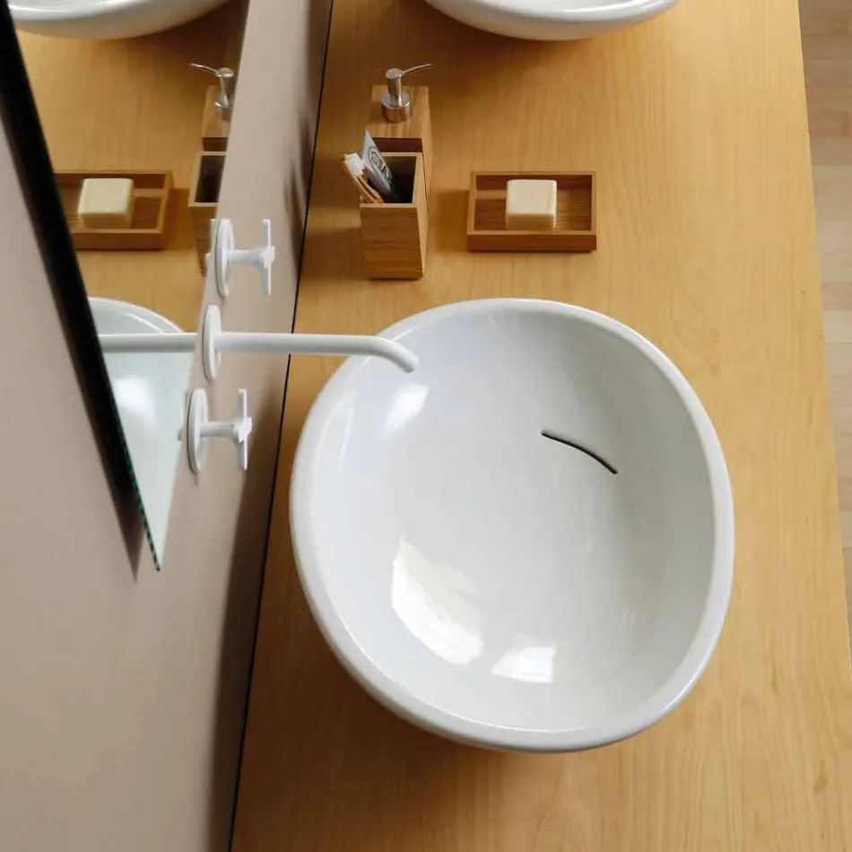 Design chiuveta ceramică înclinată făcută în Italia Glossy Viadurini