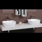 Lavoar înclinat cu design modern, din ceramică albă, pentru blat - Papavero Viadurini