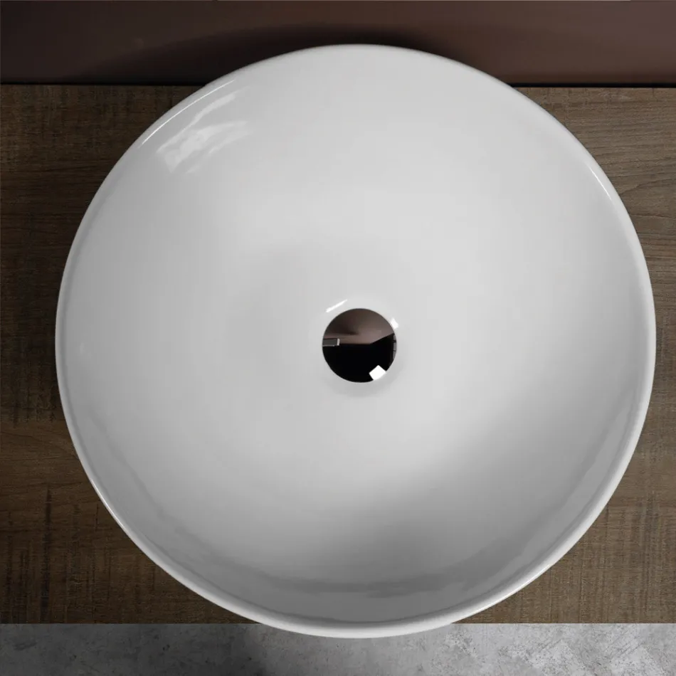 Lavoar oval înclinat din ceramică, cu design modern - Papavero Viadurini
