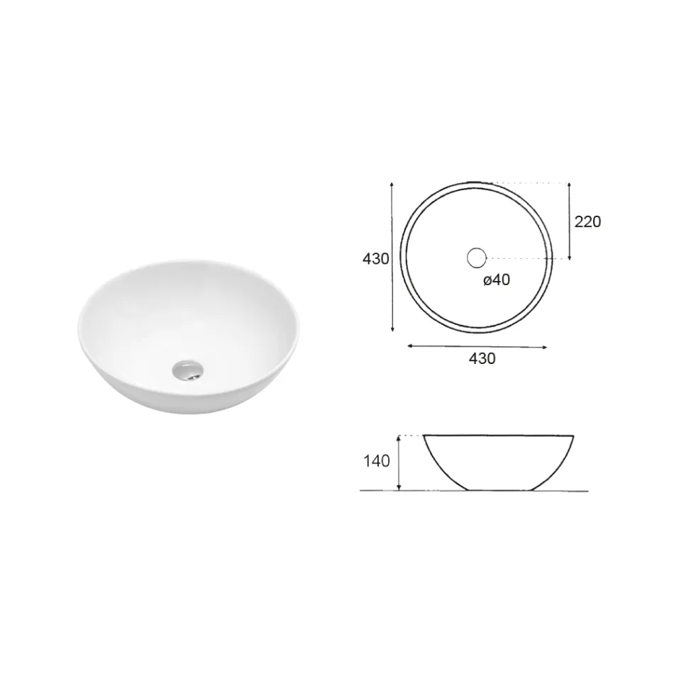 Lavoar oval înclinat din ceramică, cu design modern - Papavero Viadurini