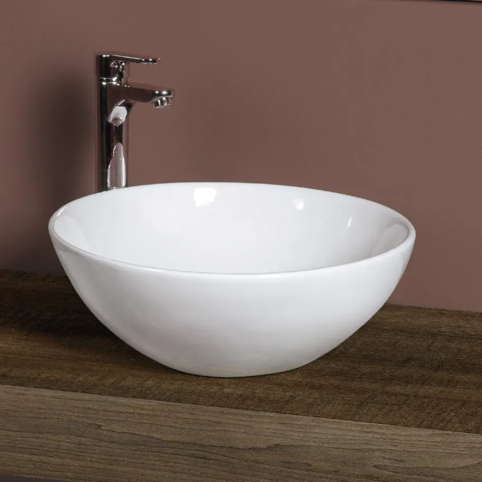Chiuvetă de blat ovală din ceramică cu design modern - Papavero Viadurini
