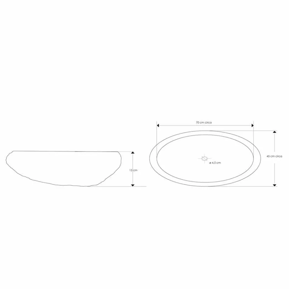 Lavoar pe blat Fabricat manual în piatră de râu - Aurea Viadurini