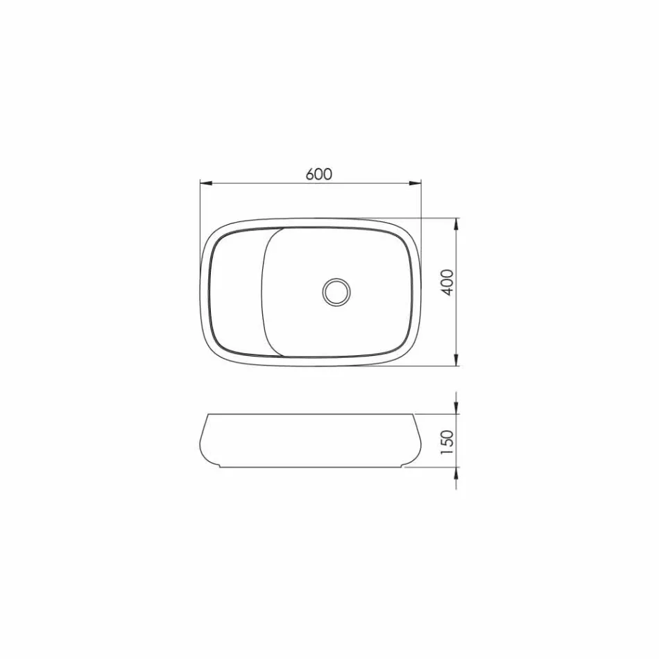 Modernă chiuvetă din ceramică L 60cm fabricată în Italia, Gaiola Viadurini