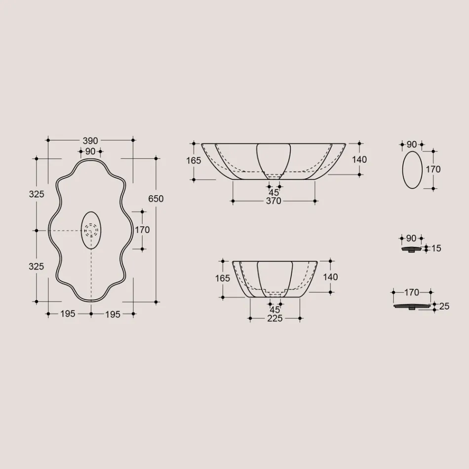 Chiuvetă modernă de blat din ceramică lucioasă Made in Italy - Cube Viadurini