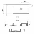 Blat de perete sau montat pe perete cu chiuveta dreapta din ceramica Leivi Viadurini
